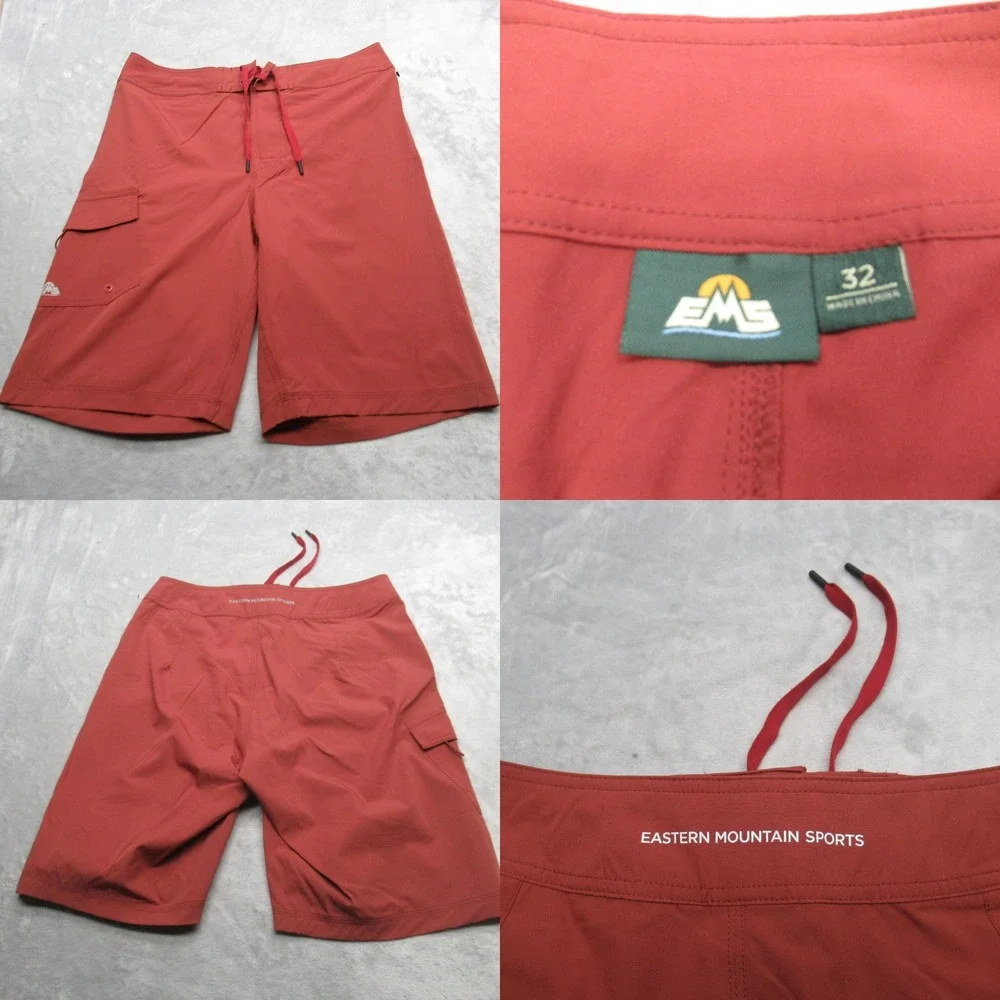 EMS Swim Shorts Mens 32 Rust Quick Dry Cargo Pocket Lace Up Board Trunks Beach